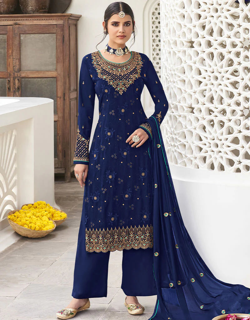 Blue salwar suit best sale design