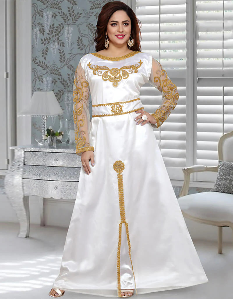 White and top gold kaftan