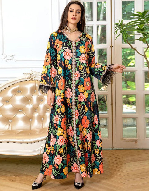 Feathery Flair: A Casual Abaya for All Seasons