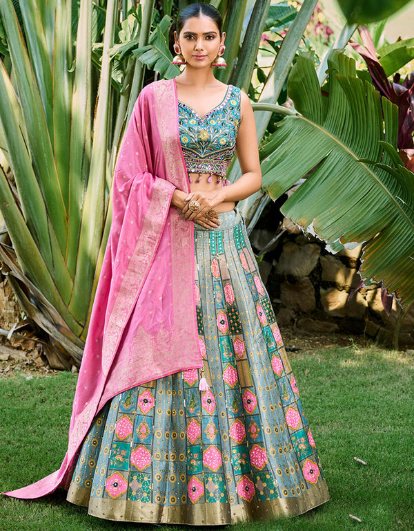 Designer Wedding Party Wear Heavy Readymade Lehenga Choli Collection Multi Art Silk Lehenga Choli