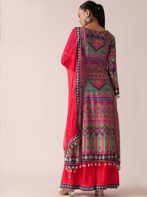 Multi Heavy Muslin Sharara Suit 182921 Back View