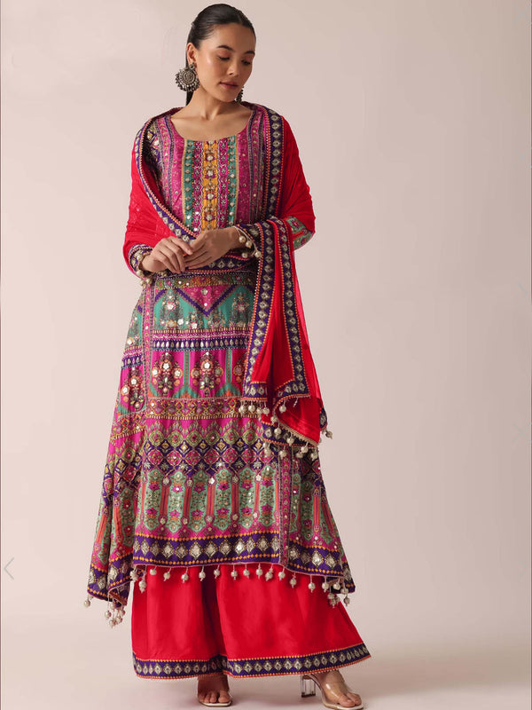 Multi Heavy Muslin Sharara Suit 182921