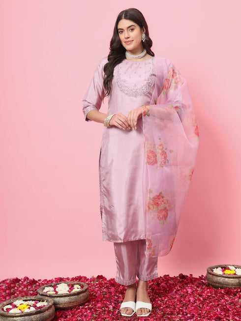 Lavender Silk Blend Pant Suit