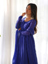 Royal Blue Heavy Faux Georgette Leheriya Print With Micro Cotton Inner Anarkali Dress 187724 Closure View