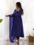 Royal Blue Heavy Faux Georgette Leheriya Print With Micro Cotton Inner Anarkali Dress 187724 Back View