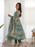 Multi Color Green Heavy Pure Soft Organza Silk With Micro Cotton Inner Anarkali Dress 187726 Back View