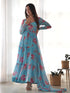 Multi Color Blue Heavy Faux Georgette Floral Print With Micro Cotton Inner Anarkali Dress 187727 Back View
