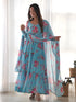 Multi Color Blue Heavy Faux Georgette Floral Print With Micro Cotton Inner Anarkali Dress 187727