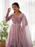 Pink Heavy Pure Soft Organza Silk Print With Micro Cotton Inner Anarkali Dress 187867 Closure View
