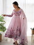 Pink Heavy Pure Soft Organza Silk Print With Micro Cotton Inner Anarkali Dress 187867 Back View