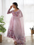Pink Heavy Pure Soft Organza Silk Print With Micro Cotton Inner Anarkali Dress 187867 Salwar Kameez