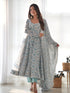 Sky Heavy Chiffon Floral Print With Micro Cotton Inner Anarkali Dress 187871