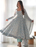 Sky Heavy Chiffon Floral Print With Micro Cotton Inner Anarkali Dress 187871 Back View
