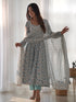Sky Heavy Chiffon Floral Print With Micro Cotton Inner Anarkali Dress 187871 Salwar Kameez