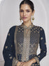 Navy Blue Real Georgette Sharara Suit 189109 Closure View