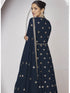 Navy Blue Real Georgette Sharara Suit 189109 Back View