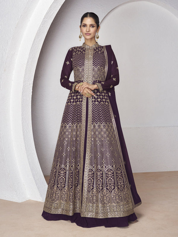 Purple Real Georgette Sharara Suit 189111