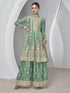 Green Chinon Silk Sharara Suit 189120