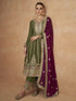 Green Chinon Silk Pant Suit 189128