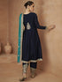 Dark Blue Chinon Silk Pant Suit 189129 Back View