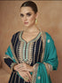 Dark Blue Chinon Silk Pant Suit 189129 Closure View