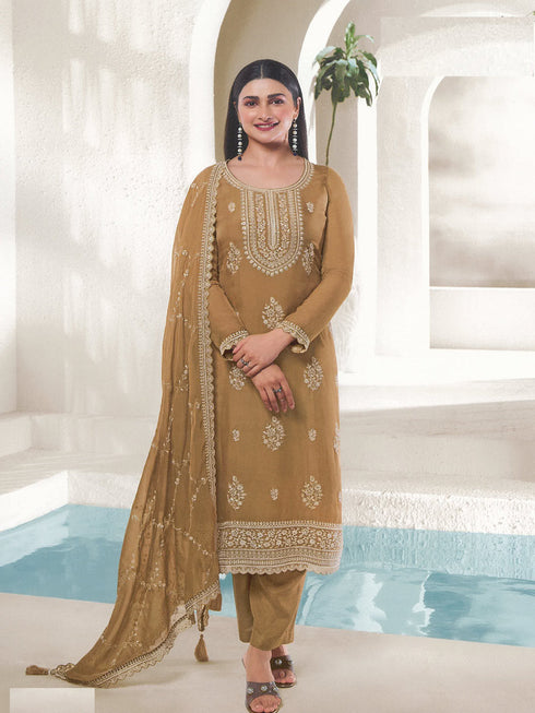 Mustard Organza Pant Suit 189205