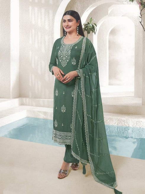 Green Organza Pant Suit 189207