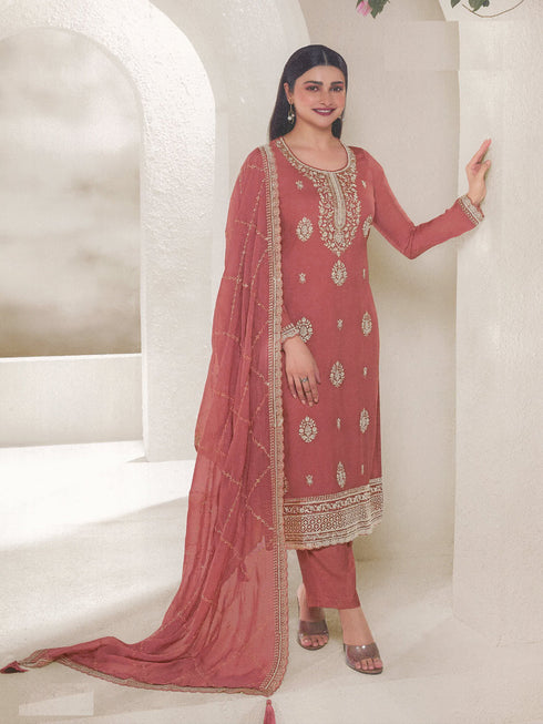 Orange Organza Pant Suit 189208