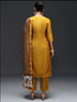 Yellow Cotton Silk Blend Pant Suit 189448 Back View