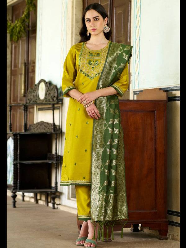 Yellow Viscose Rayon Pant Suit 189452