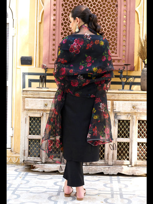 Black Viscose Rayon Pant Suit 189455 Back View