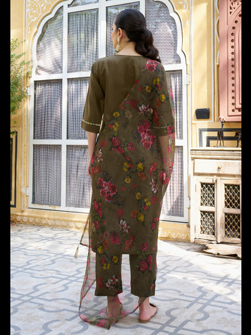 Brown Viscose Rayon Pant Suit 189458 Back View