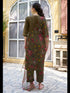 Brown Viscose Rayon Pant Suit 189458 Back View