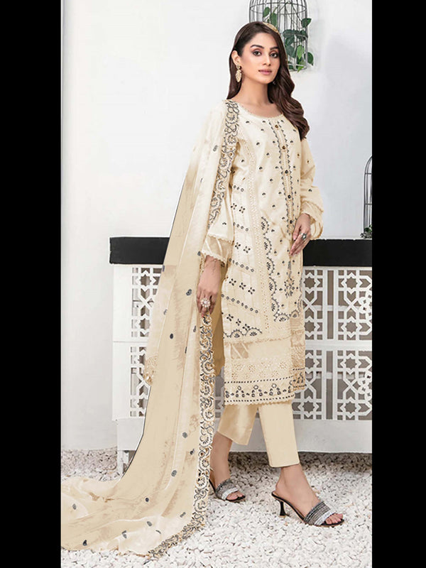 Cream Georgette Pant Suit 189492