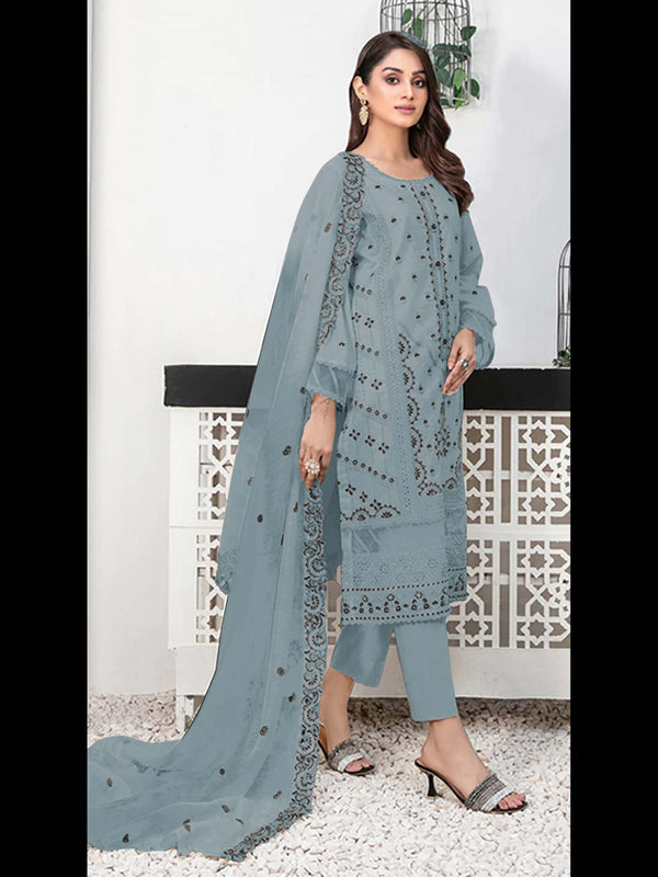 Grey Georgette Pant Suit 189494