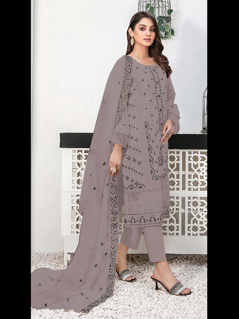 Brown Georgette Pant Suit 189496