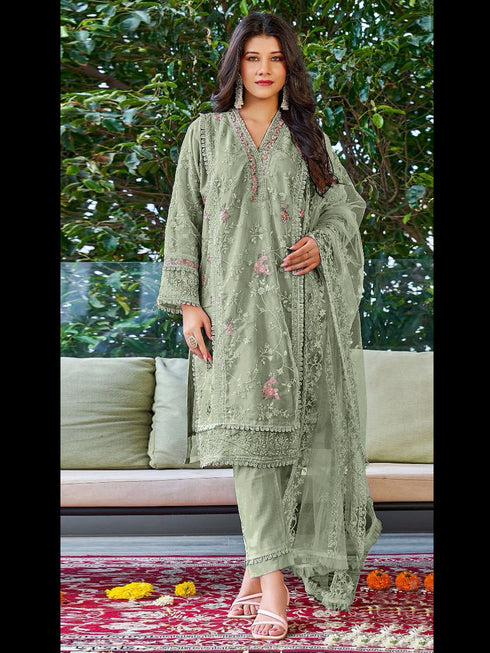 Green Georgette Pant Suit 189498