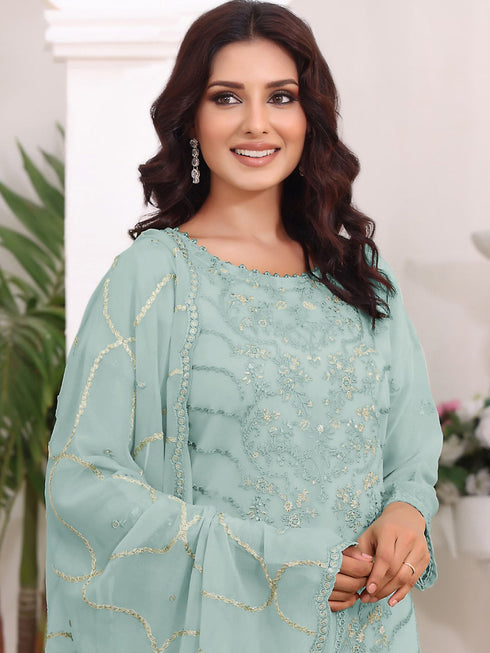 Sky Georgette Pant Suit 189505 Closure View