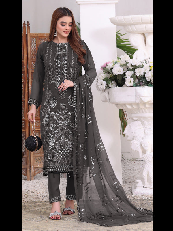 Grey Georgette Pant Suit 189511