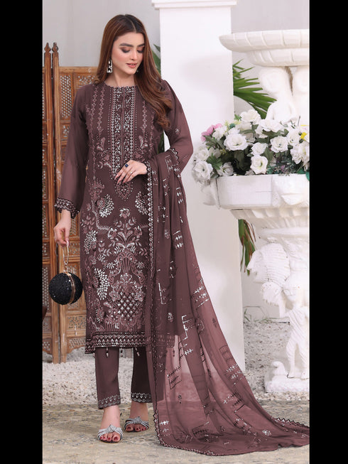 Brown Georgette Pant Suit 189512