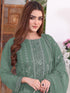 Green Georgette Pant Suit 189514 Closure View