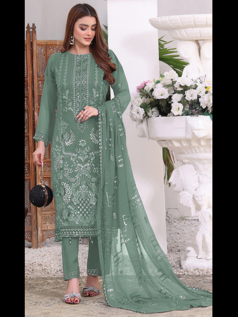 Green Georgette Pant Suit 189514