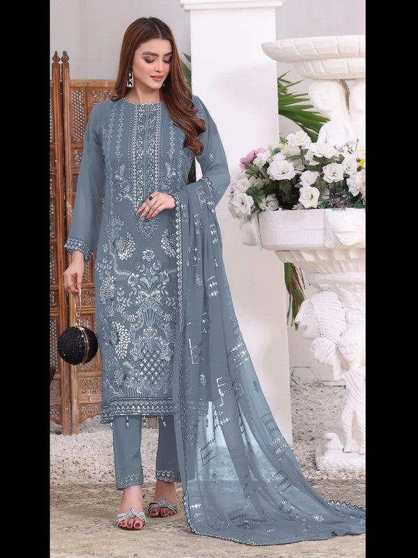 Light Grey Georgette Pant Suit 189515