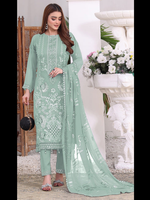 Light Green Georgette Pant Suit 189516