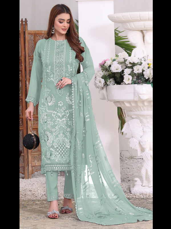 Light Green Georgette Pant Suit 189516