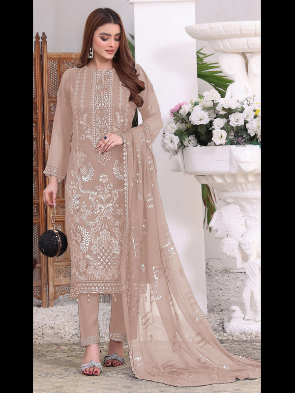 Orange Georgette Pant Straight 189519