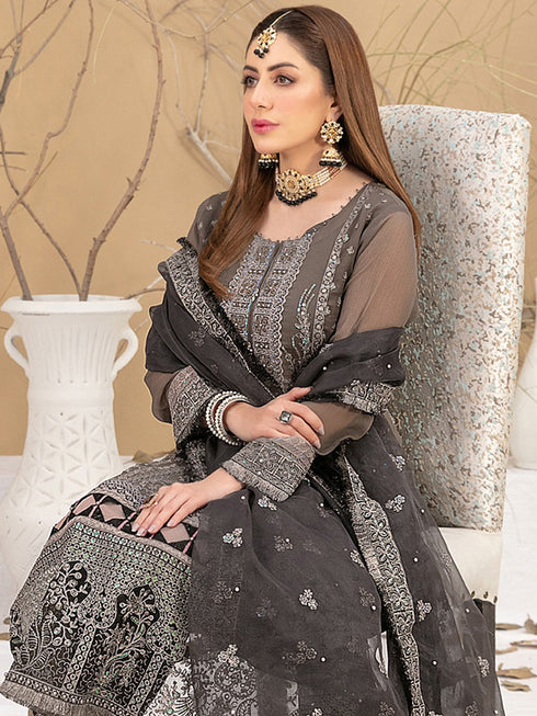 Mauve Georgette Pant Suit 189521 Closure View