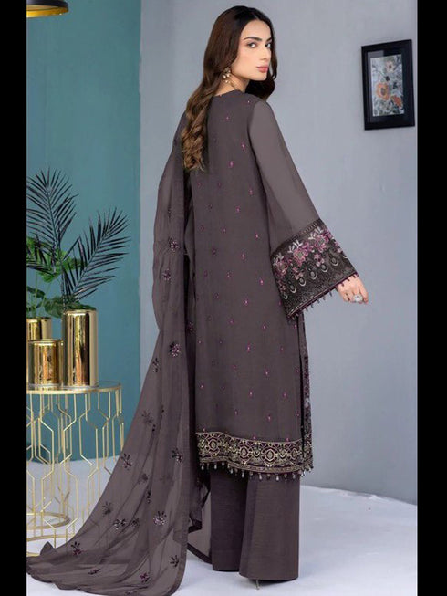 Mauve Georgette Pant Suit 189526 Closure View