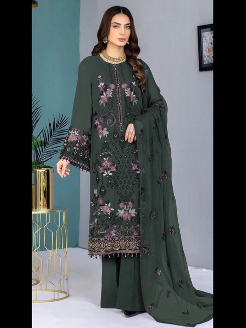 Green Georgette Pant Suit 189530