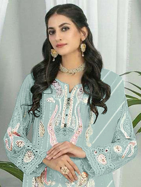 Sky Georgette Pant Suit 189532 Closure View